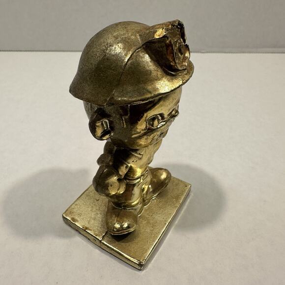 VTG Gold Tone Metal PHILLIPS 66 Petroleum Gas & Oil Field Worker Mascot Figurine - Picture 8 of 12